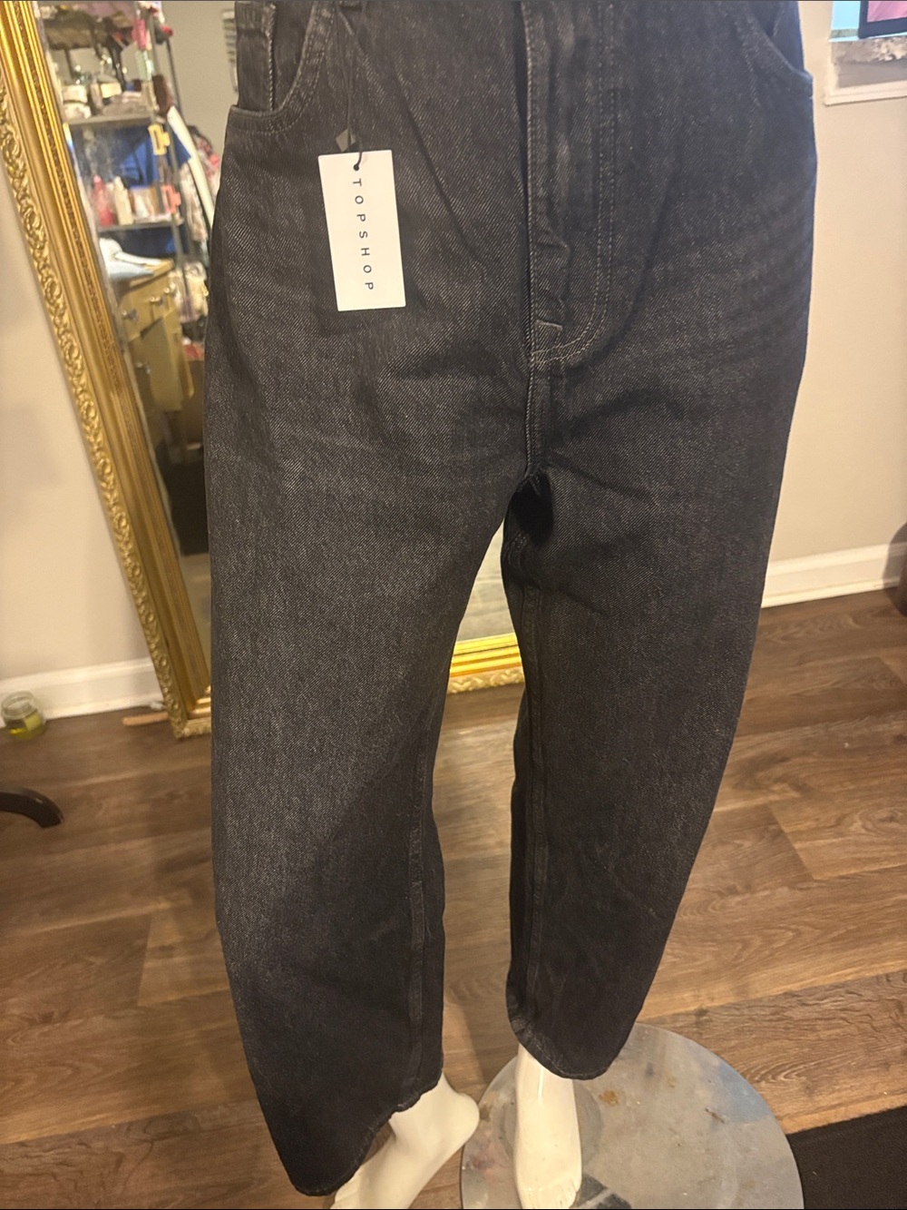Topshop Women Dark Grey Relaxed Jeans